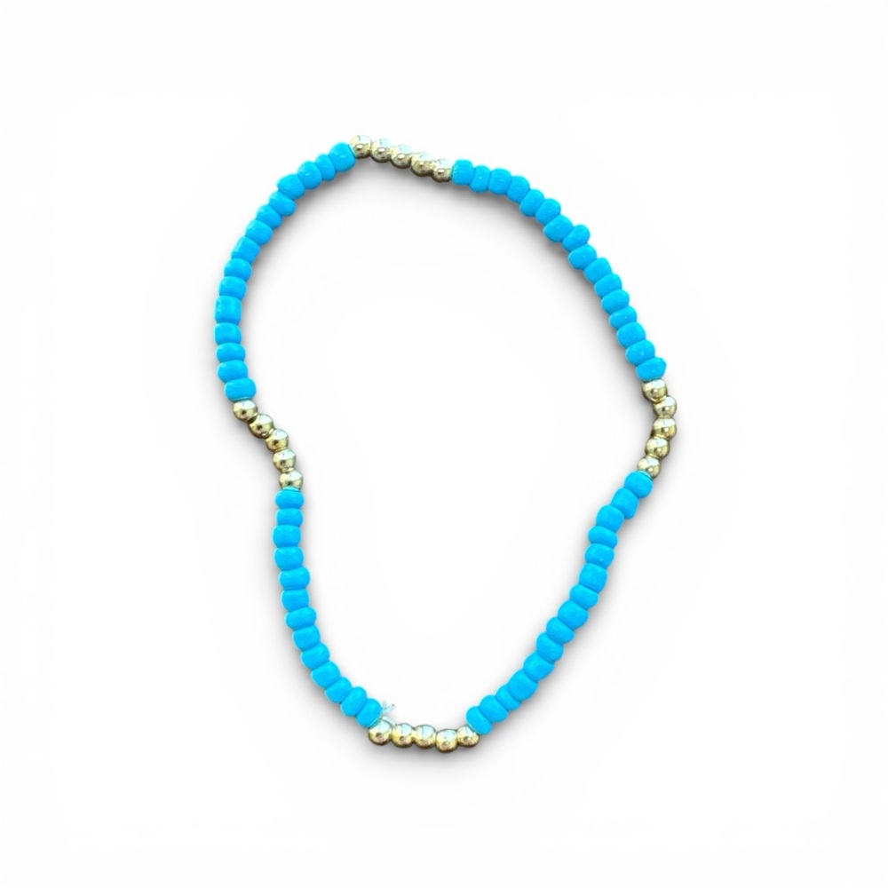 Vibrant Turquoise and Gold Beaded Necklace